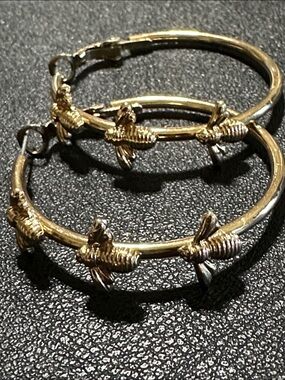 Joan Rivers Triple Honey Bee Gold Tone Hoop Earrings
